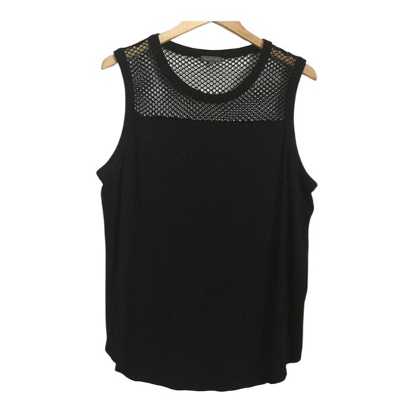 Vince Camuto Black Fishnet Style Mesh Casual Sleeveless Tank Top - Picture 2 of 8